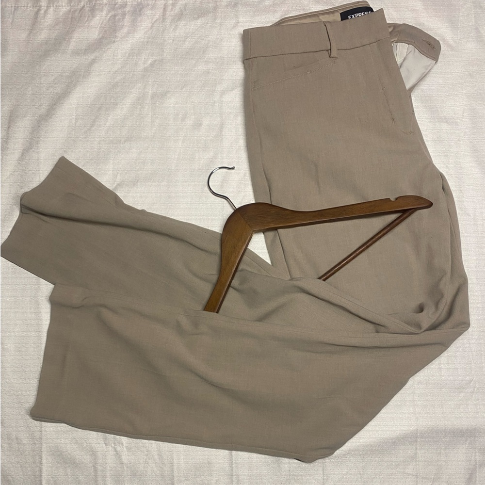 Express Taupe Wide-Leg Pants - Neutral Everyday Trousers